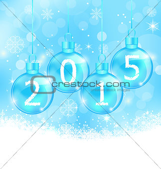 Winter snowflakes background with glass balls