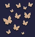 Wallpaper with butterflies made in carton paper