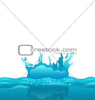 Splash and crown on rippled water surface