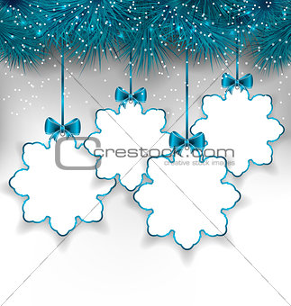 Set Christmas paper snowflakes with copy space for your text 
