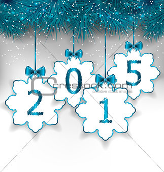 New Year paper snowflakes with bows