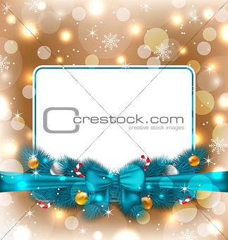 Greeting elegant card with Christmas decoration