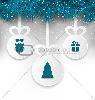 Christmas paper balls with decoration design elements