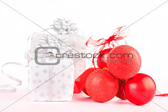 Present and christmas balls.
