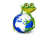 frog on Globe