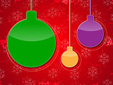 Christmas bubbles on red grunge background