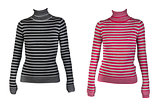 collage of the two female striped sweater