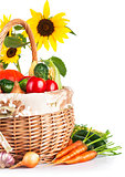 autumnal harvest vegetables in basket