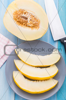 Melon slices on a plate