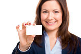 Showing business card