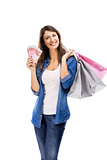 Beauitful woman holding shopping bags