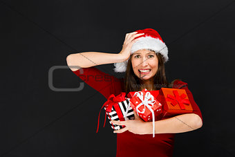 Woman holding christmas gifts