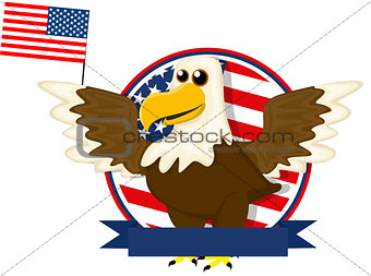 Cute cartoon American bald eagle