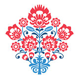 Polish Folk art pattern with flowers - wzory lowickie, wycinanka
