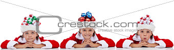 Christmas banner with kids wearing santa hats full of holidays i