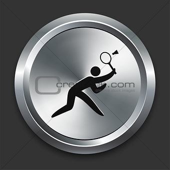 Badminton Icons on Metallic Button Collection