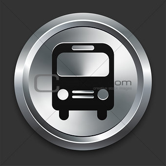 Bus Icon on Metallic Button Collection