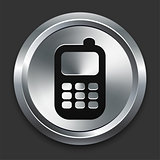 Cellphone Icon on Metallic Button Collection