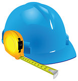 Construction helmet and measuring tape