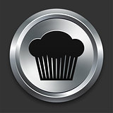 Cupcake Icon on Metallic Button Collection