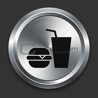 Fast Food Icon on Metallic Button Collection