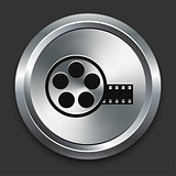 Film Reel Icon on Metallic Button Collection