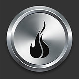 Fire Icon on Metallic Button Collection