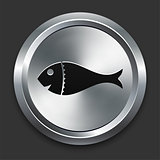 Fish Icon on Metallic Button Collection