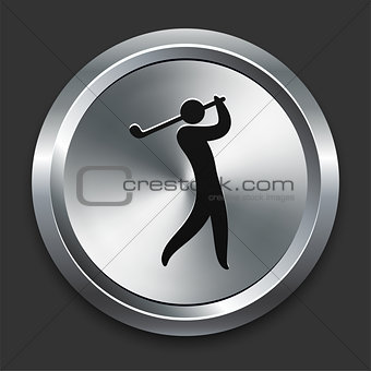 Golf Icon on Metallic Button Collection