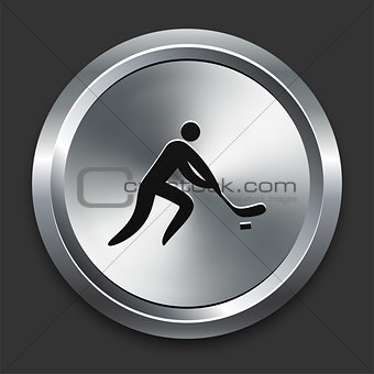 Hockey Icon on Metallic Button Collection