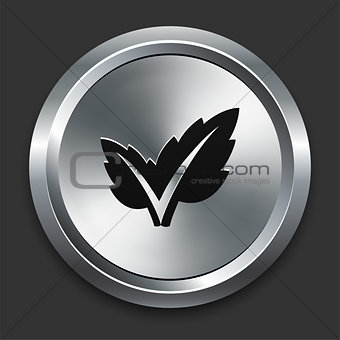 Leaf Icon on Metallic Button Collection