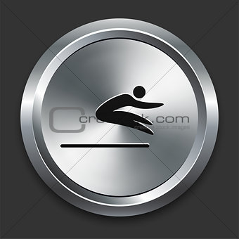 Long Jump Icon on Metallic Button Collection