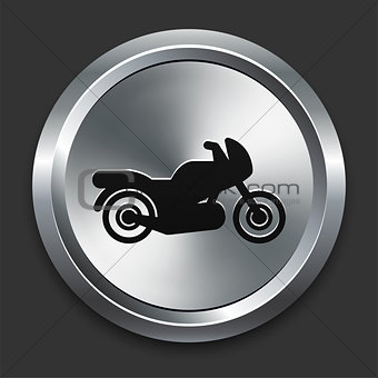 Motorcycle Icon on Metallic Button Collection