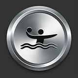 Water Polo Icon on Metallic Button Collection