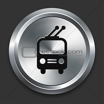 Rail Car Icon on Metallic Button Collection