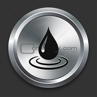 Rain Drop Icon on Metallic Button Collection