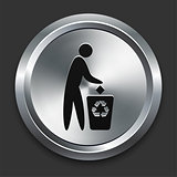 Recycle Trash Icon on Metallic Button Collection