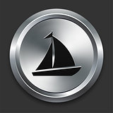Sail Boat Icon on Metallic Button Collection