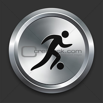 Soccer Icon on Metallic Button Collection