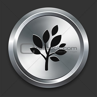 Tree Icon on Metallic Button Collection