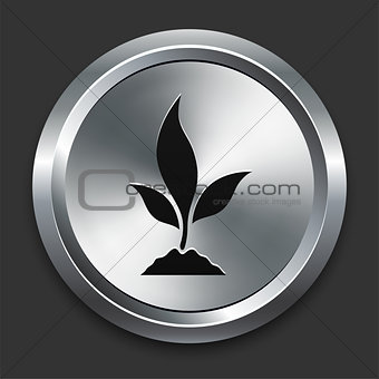 Plant Icon on Metallic Button Collection