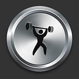Weight Lift Icon on Metallic Button Collection