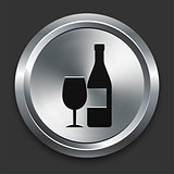 Wine Icon on Metallic Button Collection