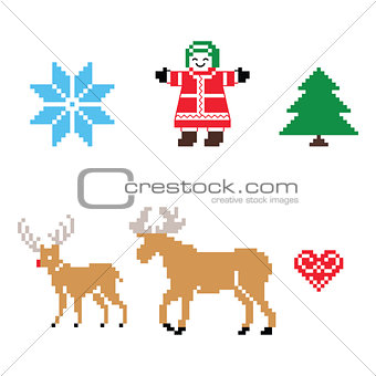 Christmas Nordic pattern vector icons set