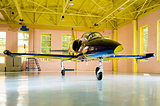 Jet airplane in the hangar