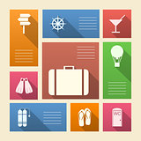 Colored vector icons for vacation with place for text