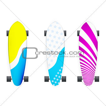 Vector illustration of colored longboards
