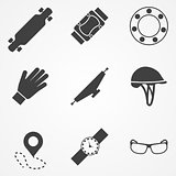 Vector icons for accessories for longboarders