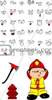 firefighter kid cartoon set10
