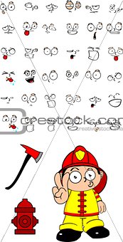 firefighter kid cartoon set2